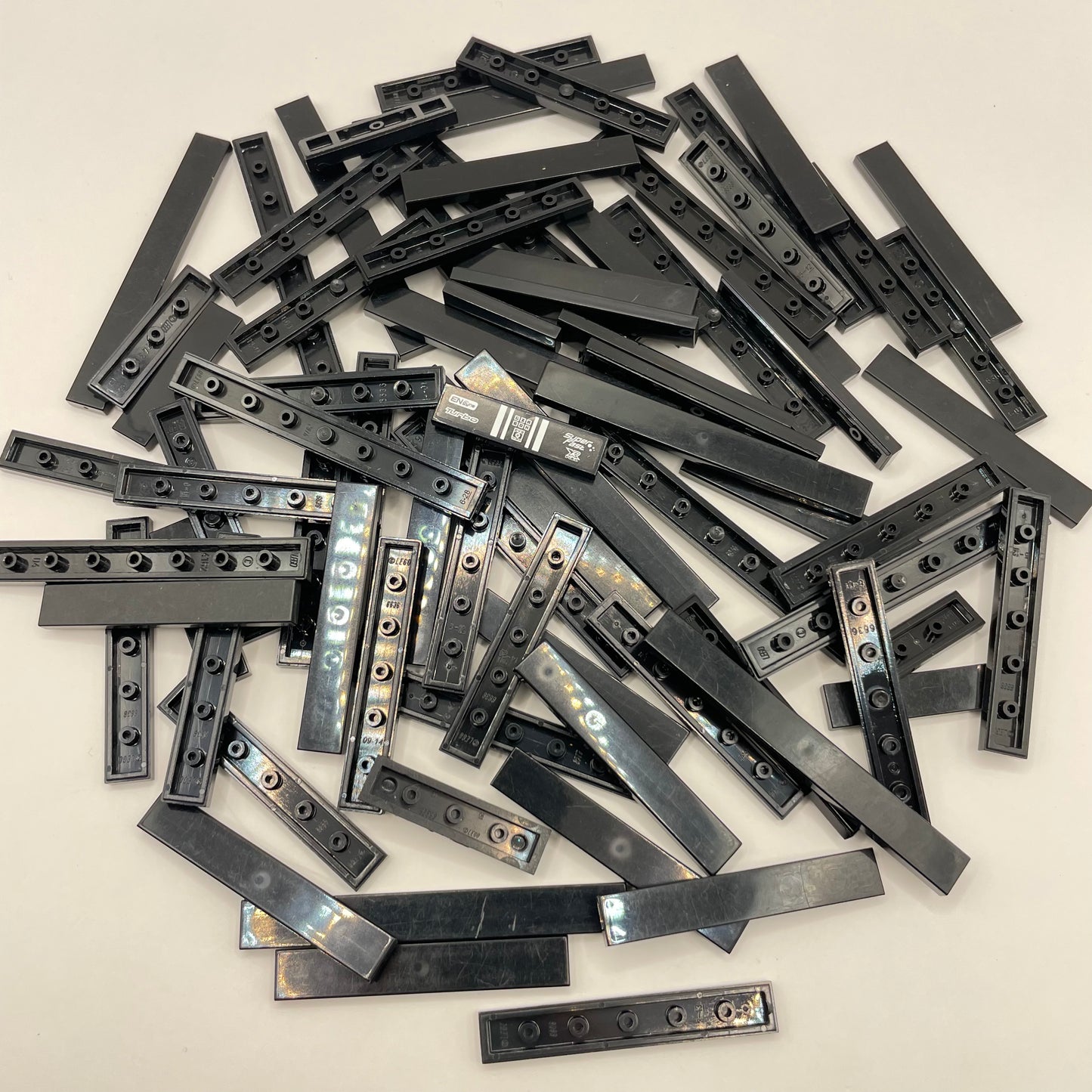 LEGO Long Tiles, 1x Wide, Black, Approx. 60g