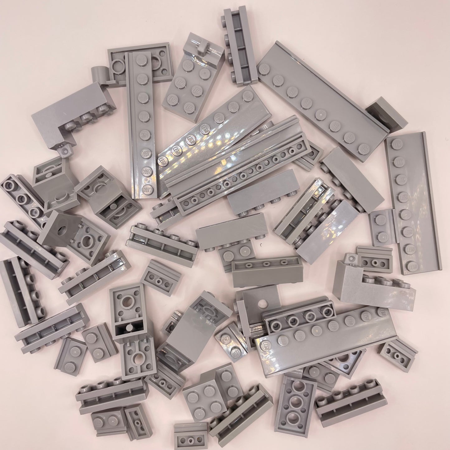 LEGO Modified Plates and Bricks, Light Bluish Grey, Approx. 70g