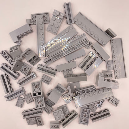 LEGO Modified Plates and Bricks, Light Bluish Grey, Approx. 70g