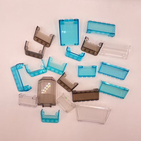 LEGO  Mixed Windscreens,  Transparent, Mixed Colours, Vehicles 20Pieces