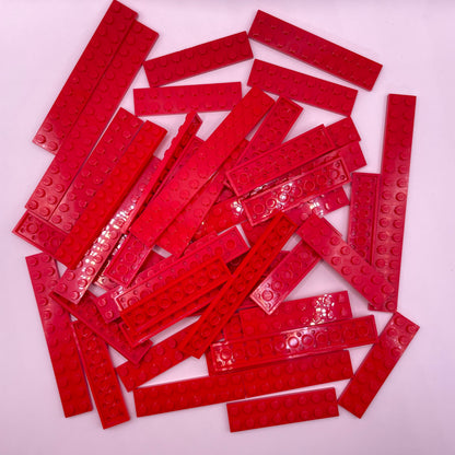 LEGO 2x Long, Plates,  Red, Approx. 120g