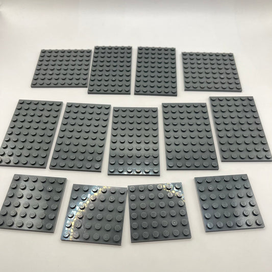 LEGO Plates, Dark Bluish Grey, 13 pieces