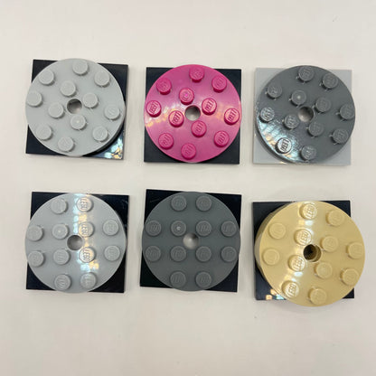 LEGO Plate Turntables, Black Grey, 6 pieces