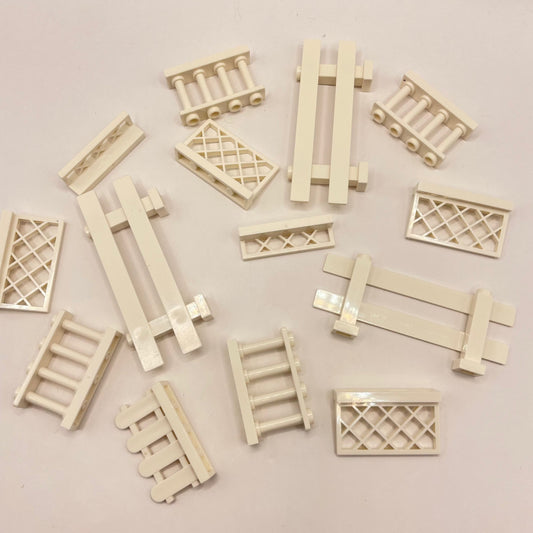 LEGO White, Fences and Rails, Building, 13 Pieces
