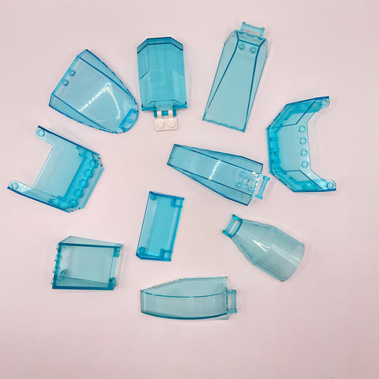 LEGO Mixed Windscreens, Transparent Light Blue, Vehicles, 10 Pieces