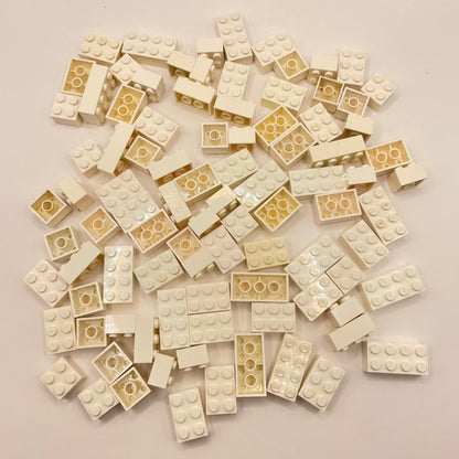 LEGO Bricks 2x Wide, White, Approx. 150g