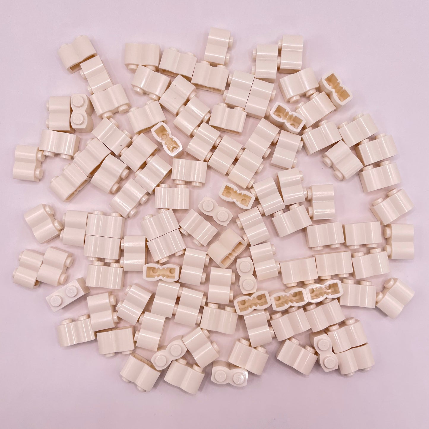 LEGO White Log Profile Bricks 1x2 (100 Pieces)