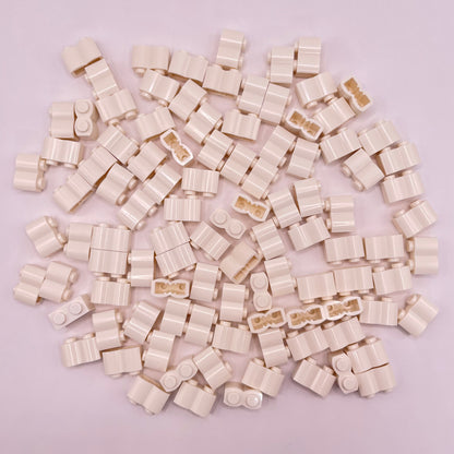 LEGO White Log Profile Bricks 1x2 (100 Pieces)