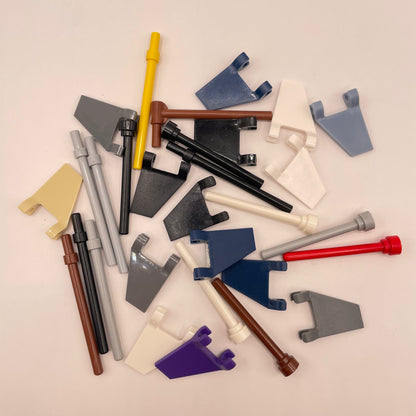 LEGO Plain Colourful Flags / Poles, 30 Pieces