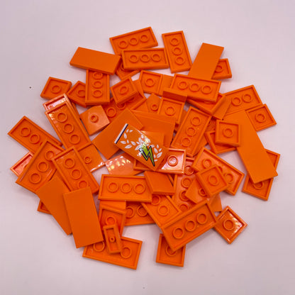 LEGO Orange, 2x Wide, Tiles, Approx. 50g