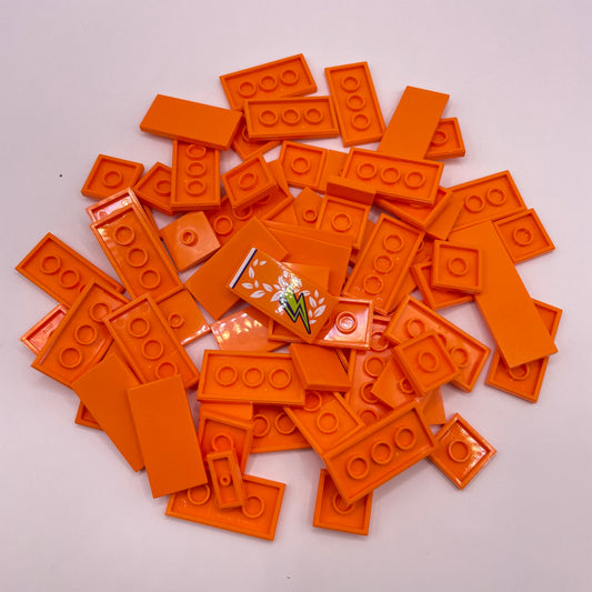 LEGO Orange, 2x Wide, Tiles, Approx. 50g