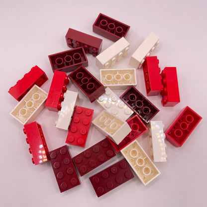 LEGO 2 x 4 Bricks, Reds and White, Christmas, 25 Pieces