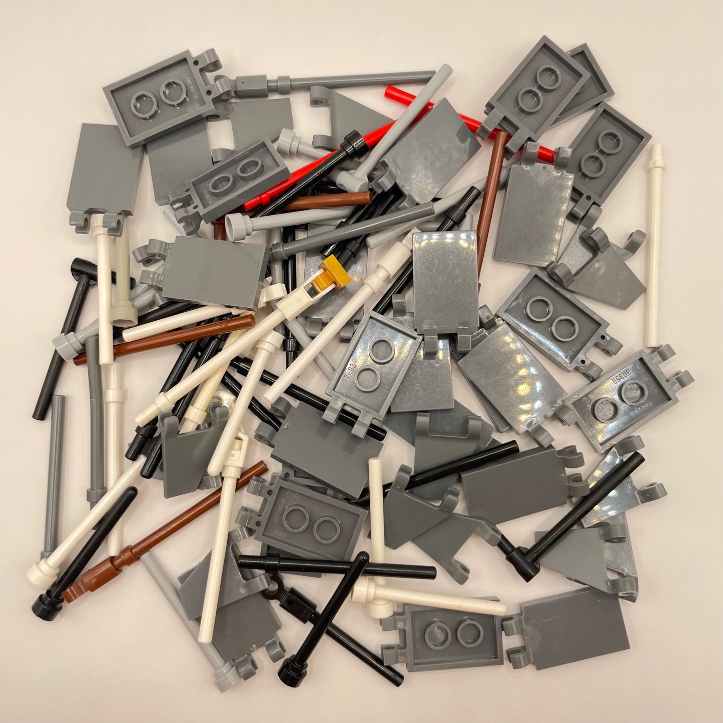 LEGO Mixed Dark Bluish Grey Flags / Poles, 100 Pieces
