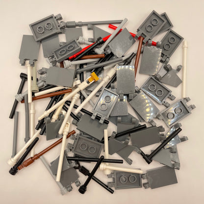 LEGO Mixed Dark Bluish Grey Flags / Poles, 100 Pieces