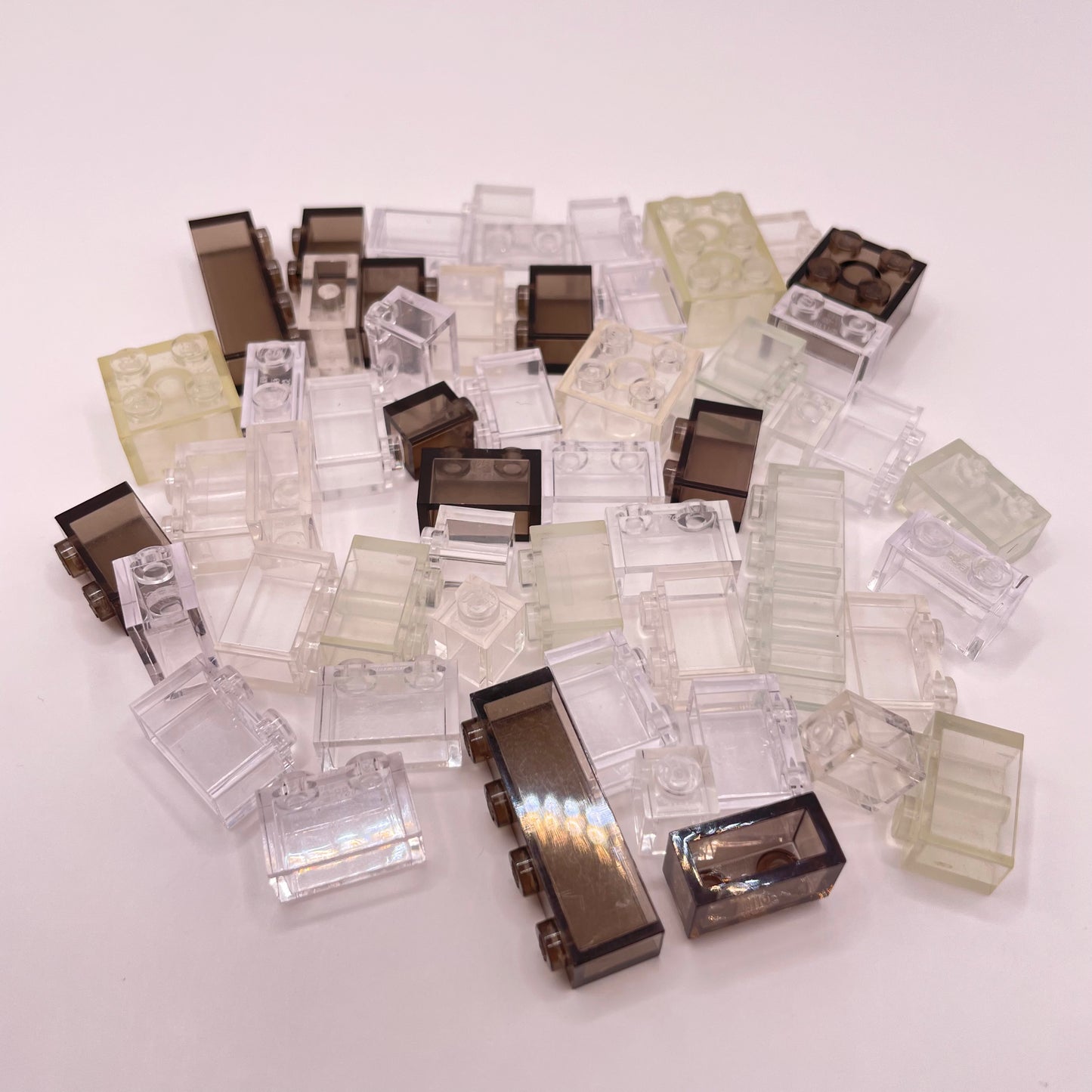 LEGO Transparent, Clear And Brown Bricks, (50 Pieces)