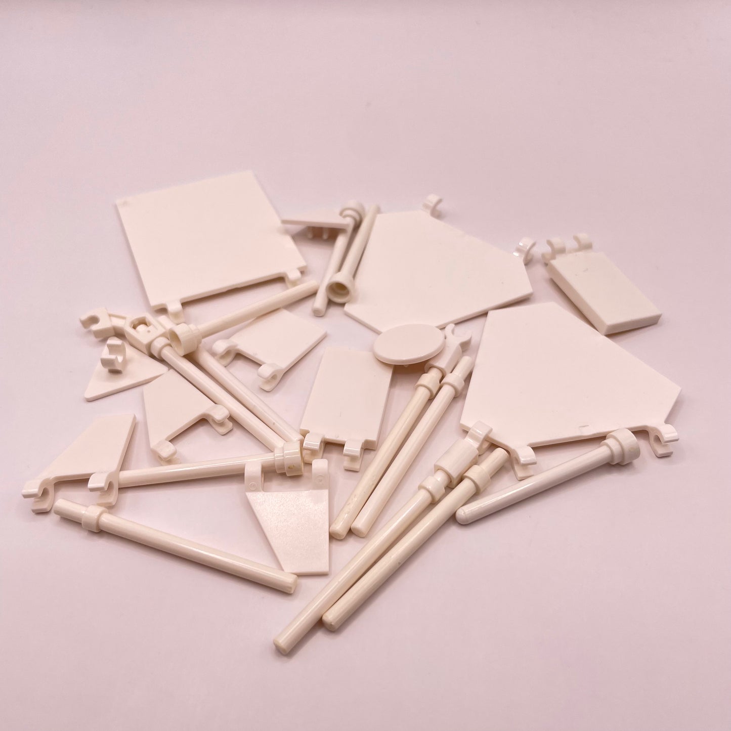 LEGO Plain White Flags / Poles, 24 Pieces