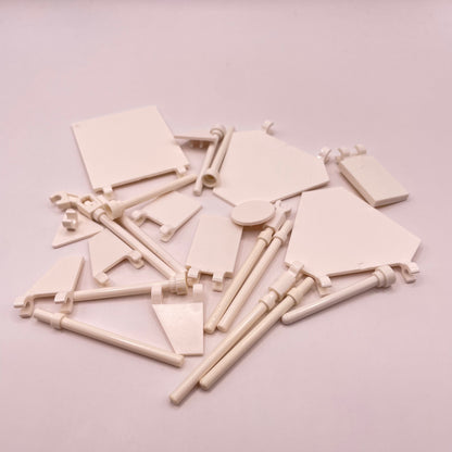 LEGO Plain White Flags / Poles, 24 Pieces