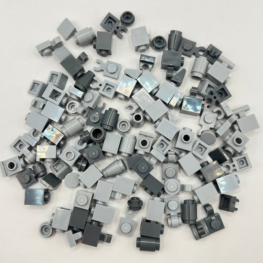 LEGO Mixed Grey, 1x1 Greebling, 100 Pieces