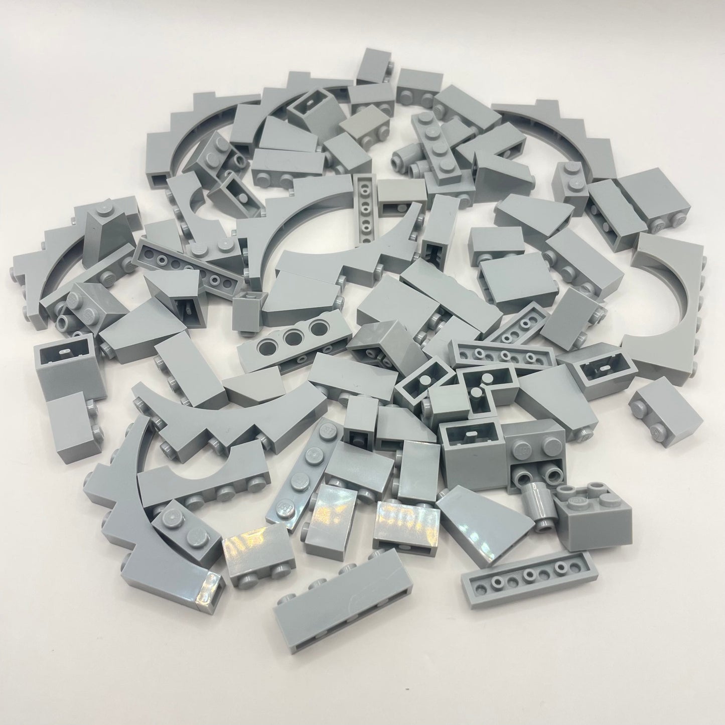 LEGO Light Bluish Grey, Mixed Bricks with Arches, Approx. 90g