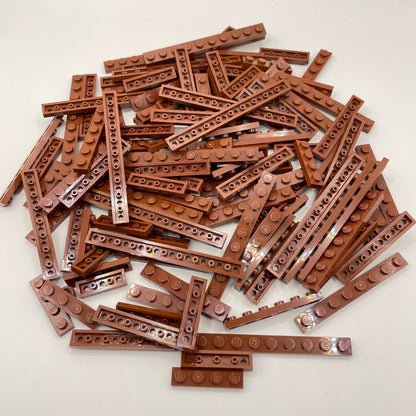LEGO  Plates, 1x Wide, Long, Reddish Brown, Approx. 110g