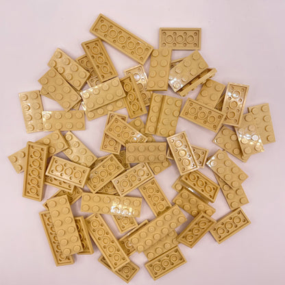 LEGO Plates, Medium, 2x Wide, Tan, Approx. 75g