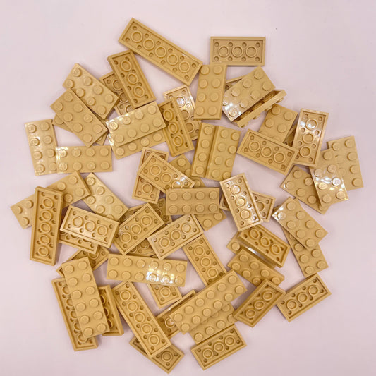 LEGO Plates, Medium, 2x Wide, Tan, Approx. 75g