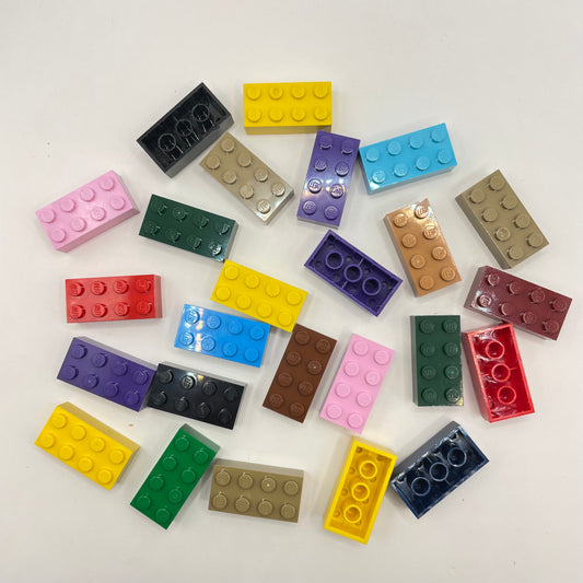 LEGO 2 x 4 Bricks, Mixed Colours, 25 Pieces