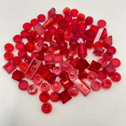 LEGO Transparent Red, Mixed Pieces, (100 Pieces)