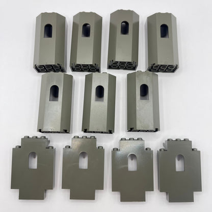 LEGO Old Dark Grey, Mixed Walls with Window, Building, 11 Pieces Castle