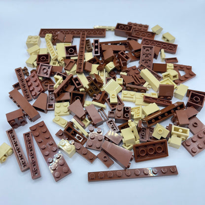 LEGO Tan and Reddish Brown, Mixed Bricks, Approx. 130g