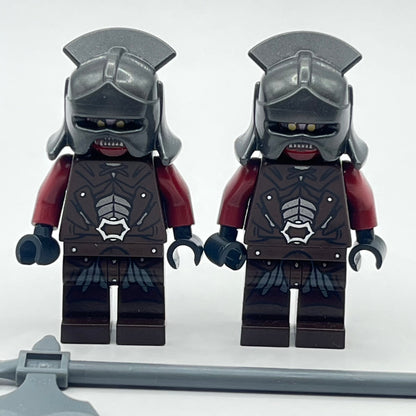 LEGO Uruk-Hai with Helmet and Weapon, Lord of the Rings, Minifigure (lor007) (Pack of 2) Torso Cracked)