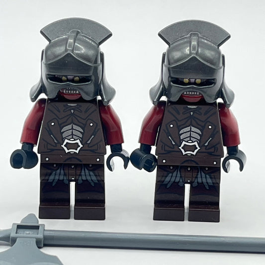 LEGO Uruk-Hai with Helmet and Weapon, Lord of the Rings, Minifigure (lor007) (Pack of 2) Torso Cracked)