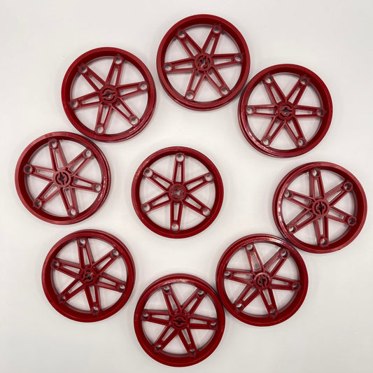 LEGO Motorcycle Wheel, 61.6 x 13.6, Dark Red, Vehicle, 9 Pieces,