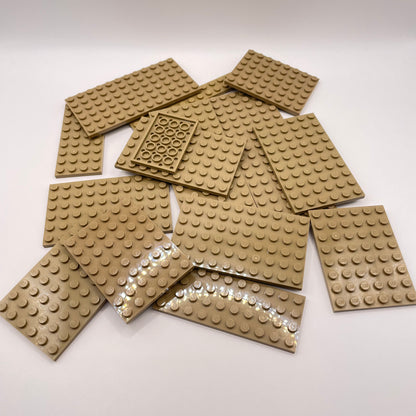 LEGO Medium Plates, Dark Tan, Approx. 110g