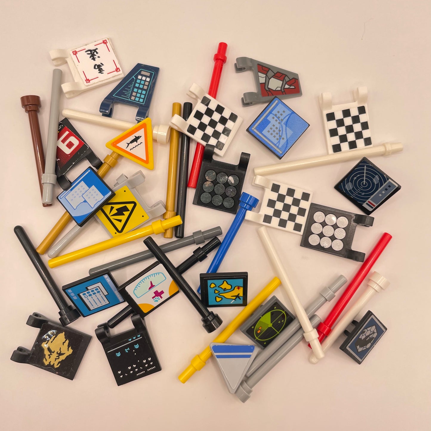 LEGO Mixed Printed and Stickered Flags / Poles, 40 Pieces