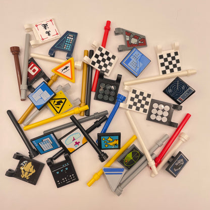 LEGO Mixed Printed and Stickered Flags / Poles, 40 Pieces