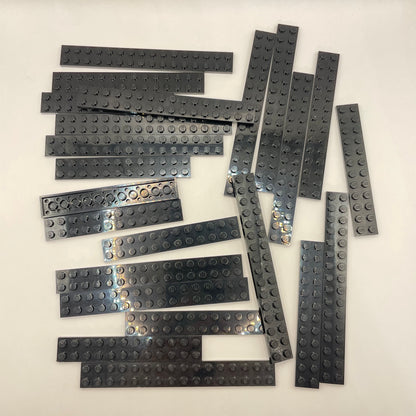 LEGO Long Plates 2x Wide, Black, Approx. 90g