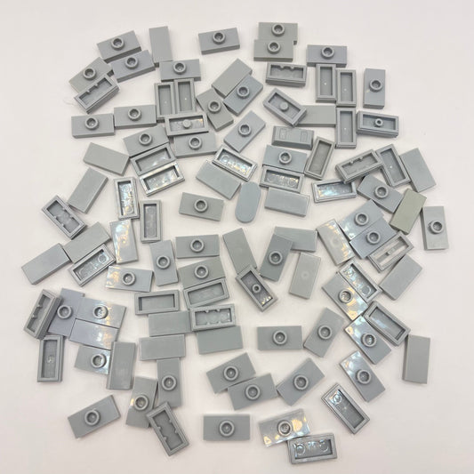 LEGO 1x2 Tiles / Jumpers, Light Bluish Grey, 100 Pieces #1