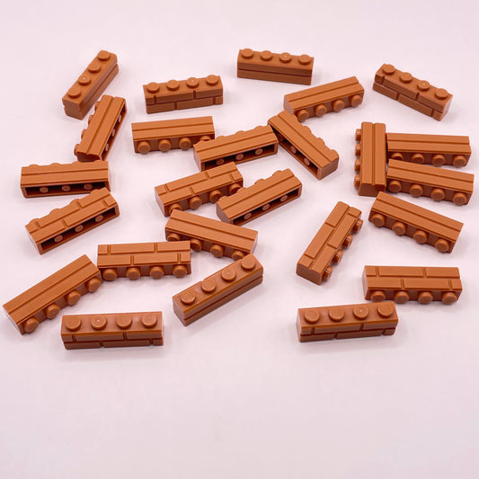 LEGO 1x4 Medium Nougat, Masonry Bricks, 25 pieces