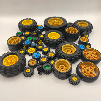 LEGO Mixed Wheels, Colourful Hubs, Approx. 250g