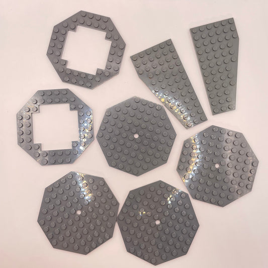 LEGO Octagon Plates and Wings, Dark Bluish Grey, Approx. 70g