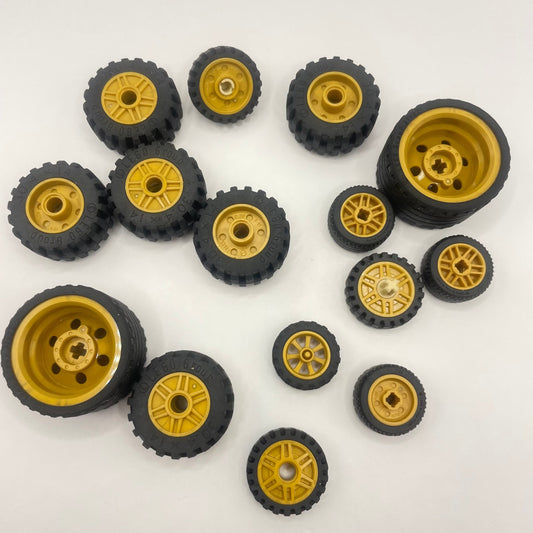 LEGO Wheels, Gold Hubs, Approx. 90g
