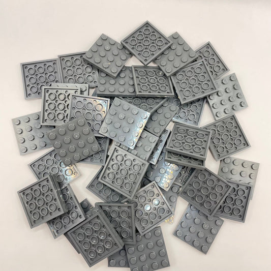 LEGO Plates 4x4, Dark Bluish Grey, 50 Pieces