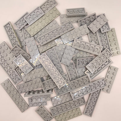 LEGO Plates 2x Wide, Medium, Light Grey, Approx. 90g