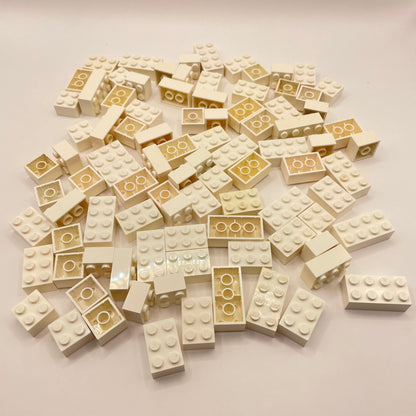 LEGO Bricks 2x Wide, White, Approx. 150g