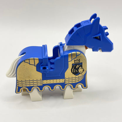 LEGO White Horse with Barding Ruffled Edge Knights Kingdom II with Lion and Battle Helmet, Castle, Animal