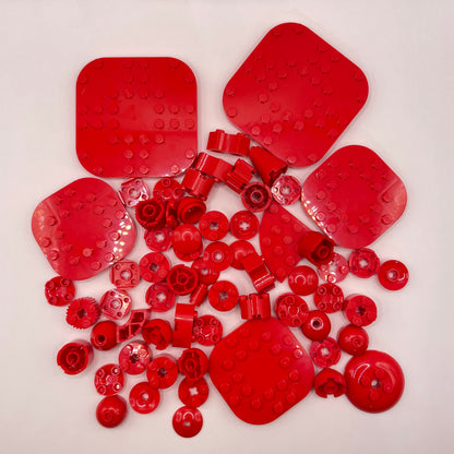 LEGO Round, Mixed Pieces, Red, Approx. 75g