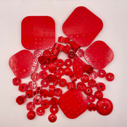 LEGO Round, Mixed Pieces, Red, Approx. 75g