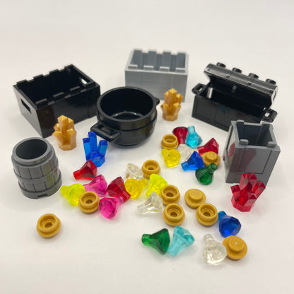 LEGO Treasure Chests, Gem Stones, Gold, Mixed Pieces, (40 Pieces)