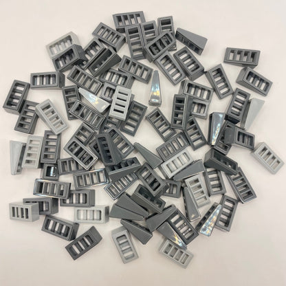 LEGO Sloped Grills, Mixed Bluish Grey, Approx. 27g